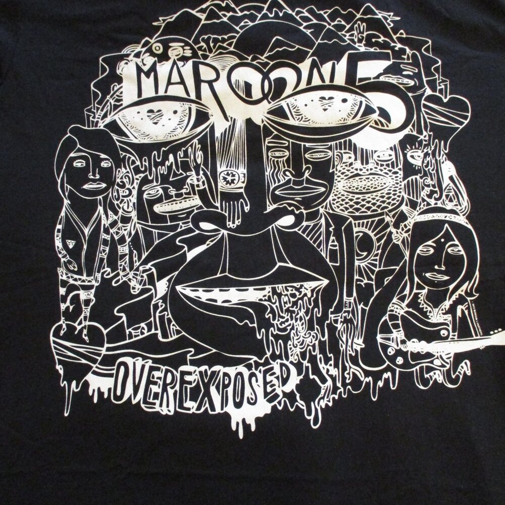 Maroon 5 Shirt Over Exposed Men X Large Black White Short Sleeve Band Shirt